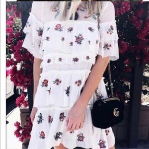 Floral tiered embroidered dress